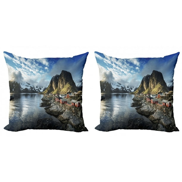 Multicolor Mountain Designs Norway Fiords Mountain Sea Landscape Throw Pillow 16x16 Multicolor Mountain Designs Norway Fiords Mountain Sea Landscape Throw Pillow 16x16